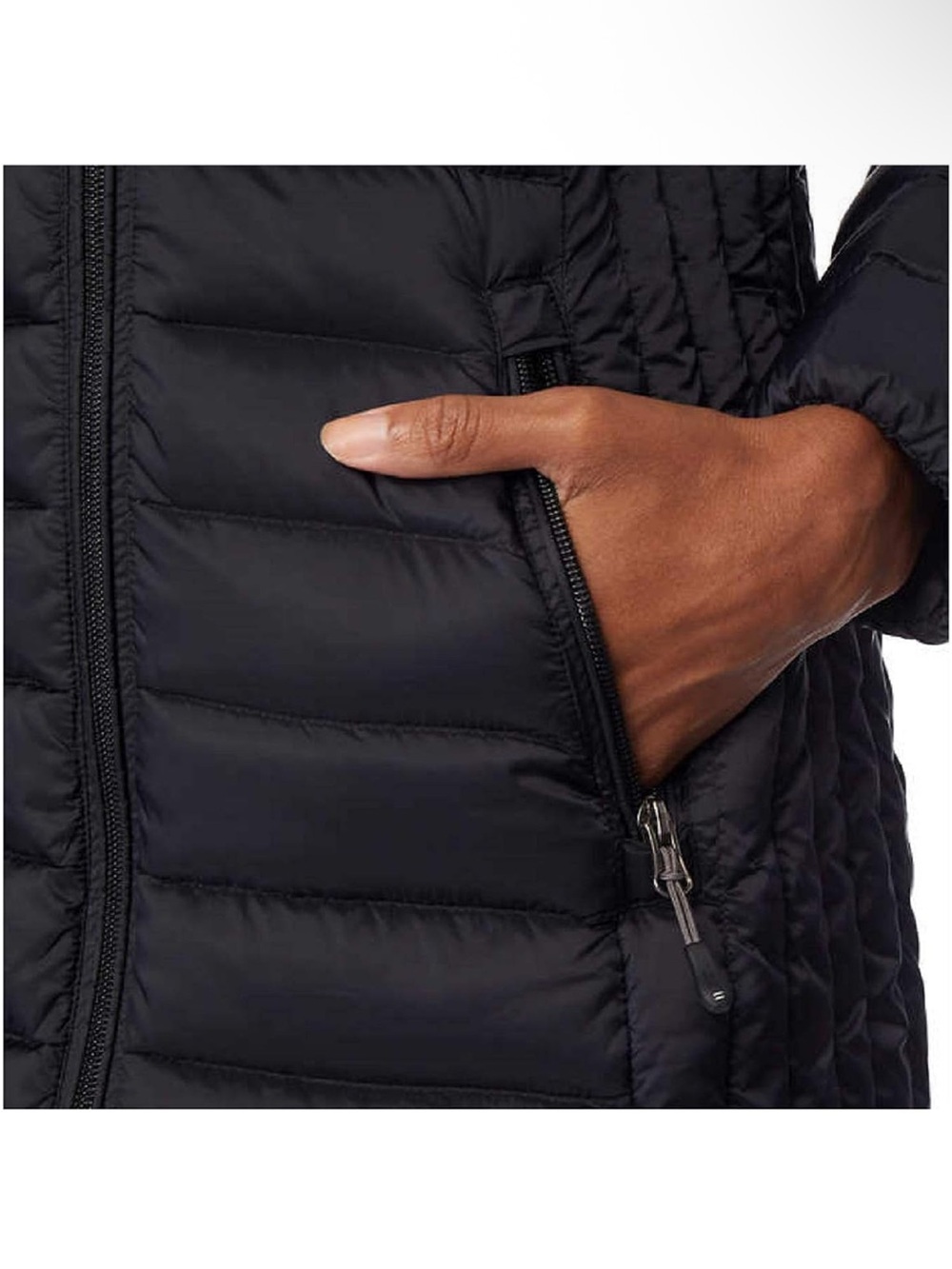 Aventure Long Down Filled Puffer Coat Hooded Black Winter Jacket - Picture 3 of 12